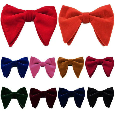 pre-wedding Mens Pre-tied Velvet Bowtie Wedding Party Tuxedo Adjustable Necktie Big Bow Tie Formal 10 Colors - Fashionner
