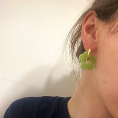 2023 New Colorful Flower Resin Acrylic Charms Earring Gold Color Circle Ear Buckle Hoop Earrings for Women Cute Gift Jewelry - Fashionner