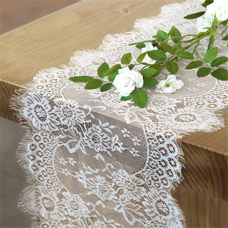 White Lace Table Runner New European and American High-end Lace Table Cloth Wedding Home Table Cloth Runners Wedding Decoration - Fashionner