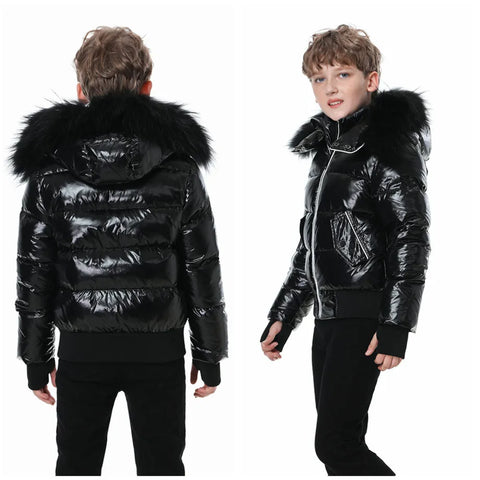 kids AP winter children coat for boys girls fashion white piping kids jackets waterproof shelling fabric + filling  white duck down - Fashionner