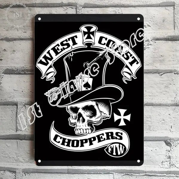 Pub Personalized Skull West Coast Choppers Photos Graphic Tin Sign Poster Home Pubs & Bars Poster Wall Art Poster Coffee Garden - Fashionner