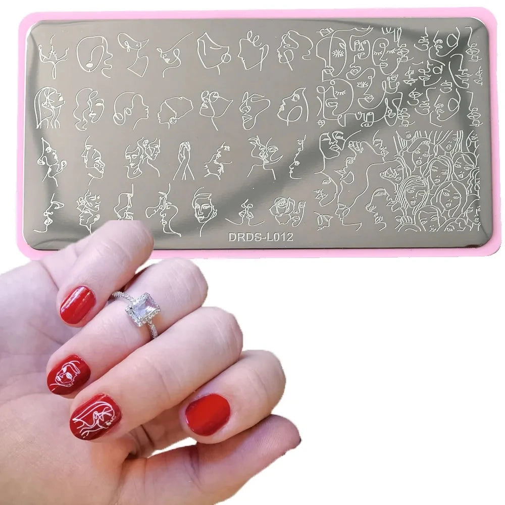 Stainless Steel 6X12cm Nail Art Stamping Plate Lace Geometric Pattern Butterfly Flower Nail Art Template Nail DIY Print Stencils - Fashionner