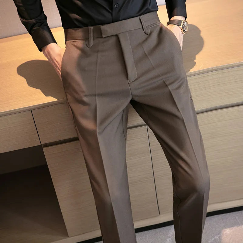 2023 Men Suit Pants High Quality Men Solid Color Slim Fit Dress Pants Slim Fit Office Business Men Trousers Plus Size 28-36 - Fashionner