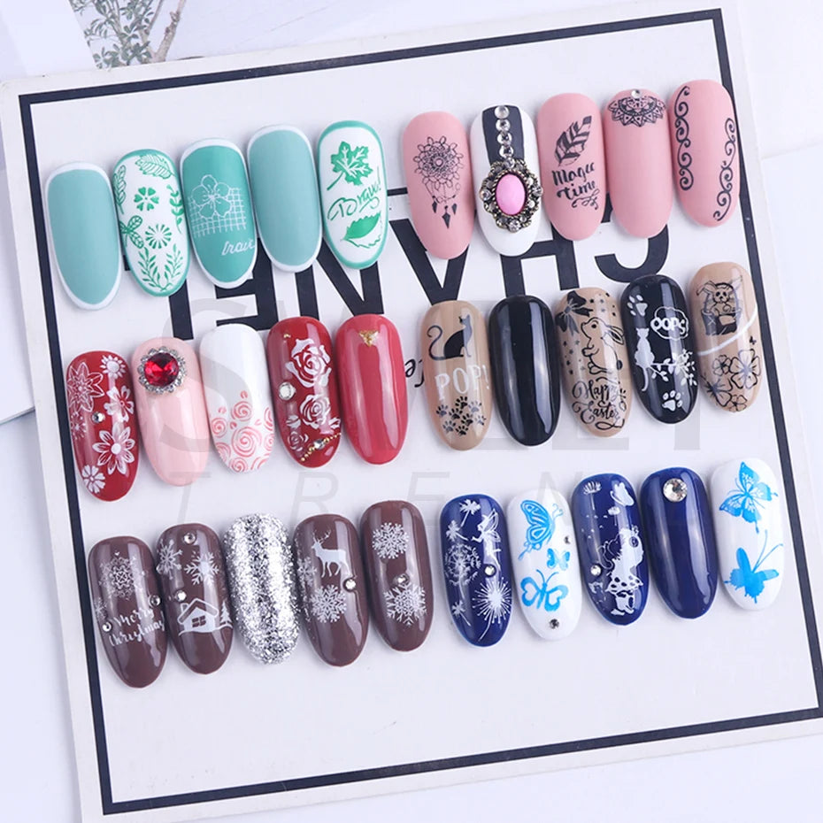 Christmas Nail Art Stamping Plate Winter Xmas Snowflake Leaf Dreamcatcher For Nail Polish Image Printing Template Tools BESTZ-N - Fashionner