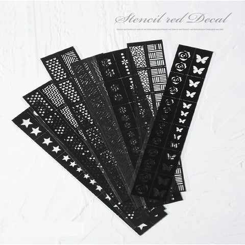 Hollow Printing Nail Art Stamping Template Mold Stencil Sticker Letter Flower Decals DIY Decoration Nail Design Stickers Stencil - Fashionner