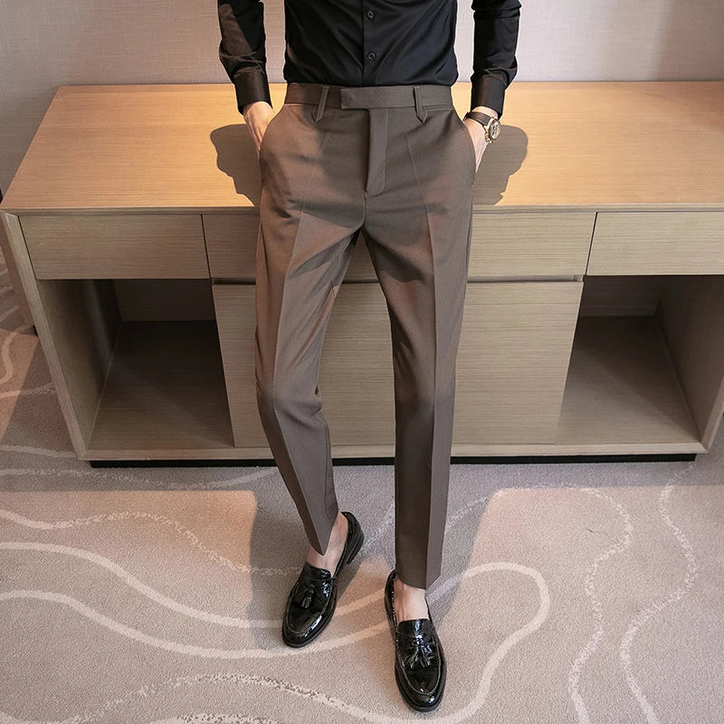 2023 Men Suit Pants High Quality Men Solid Color Slim Fit Dress Pants Slim Fit Office Business Men Trousers Plus Size 28-36 - Fashionner