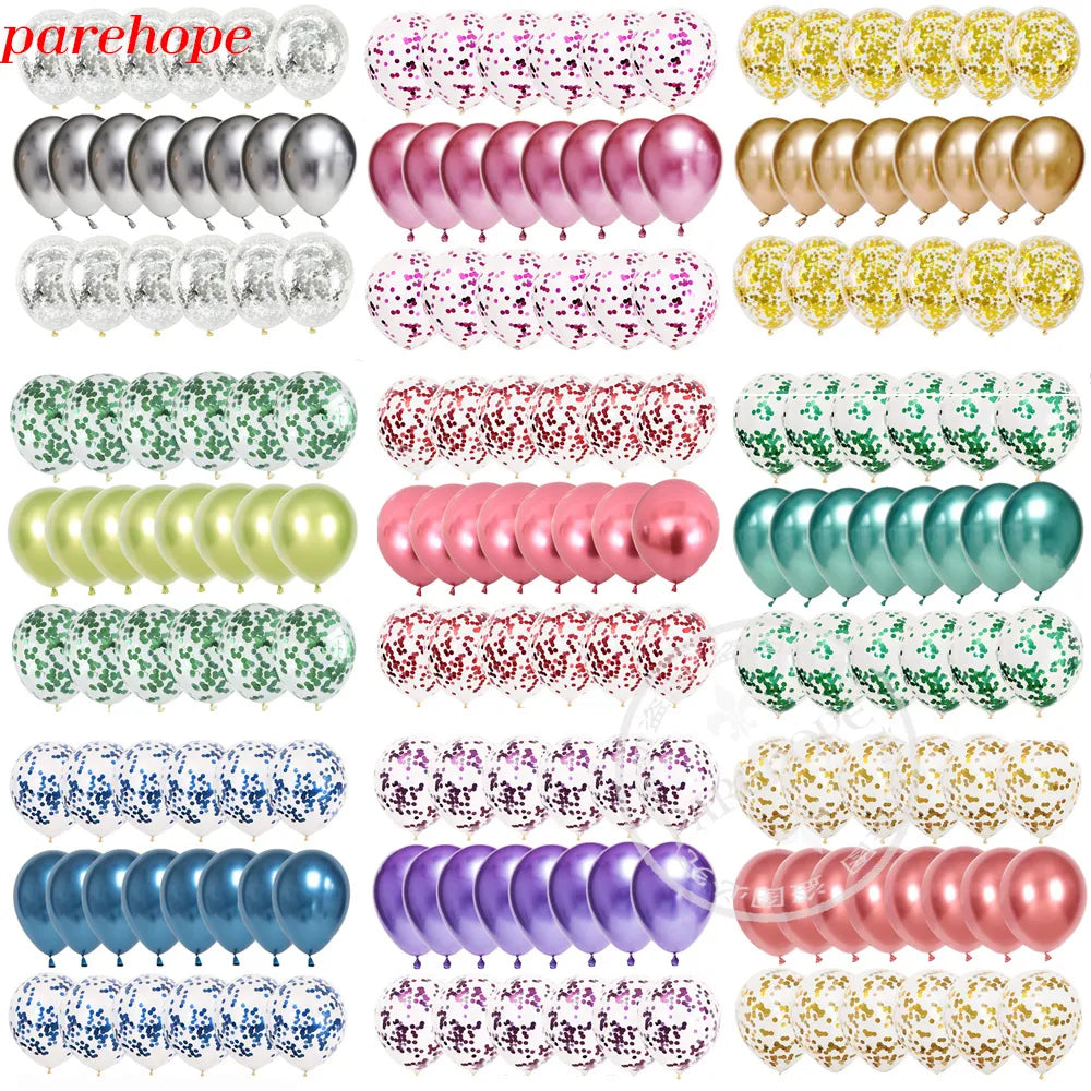 Party 10/20 Rose Confetti Latex Transparent Balloons Metallic Confetti Ballon Baby Shower Kids Birthday Party Wedding Decoration Ball - Fashionner