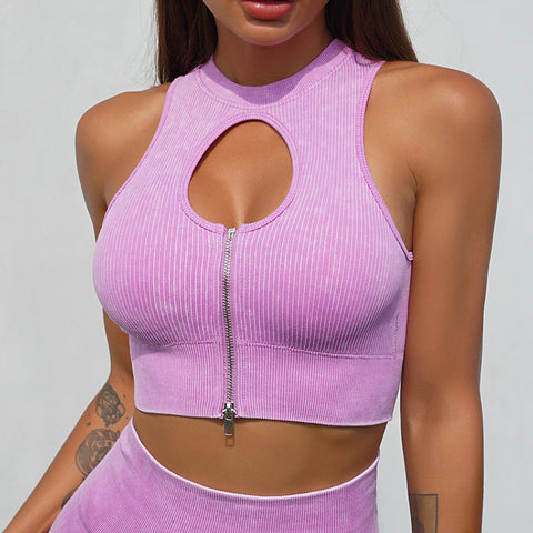 Sports Bra Yoga Sportswear Push Up Squat Top Joggers Training Women Fitness Gym Bra Seamless Workout Activewear Ribbed - Fashionner