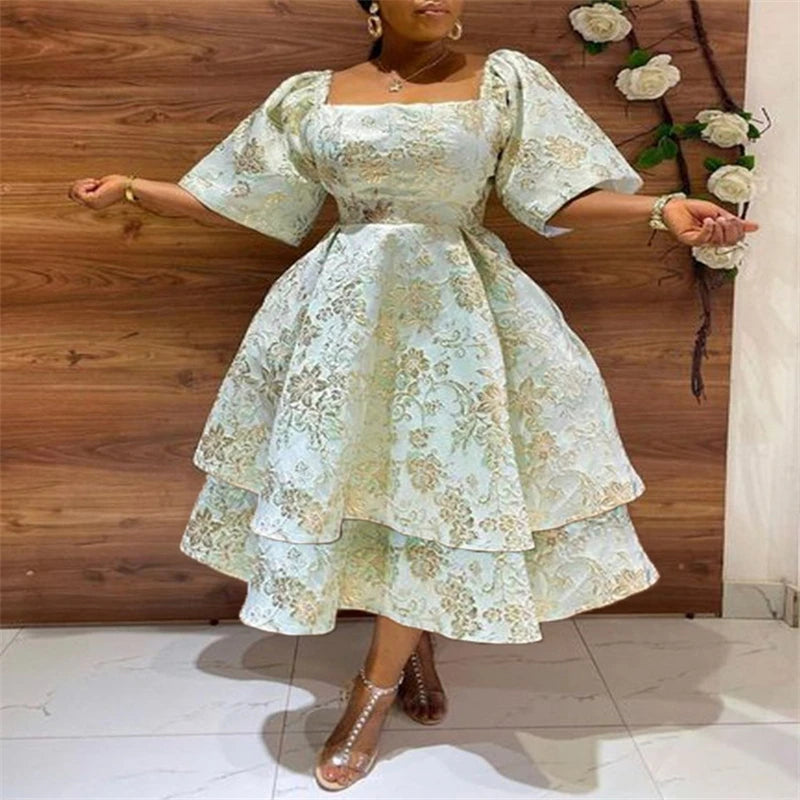 Traditional MD African Dresses For Women Plus Size Tutu Dashiki Print Ankara Gown 2023 Spring Summer Short Sleeve Maxi Dress Ropa Africana - Fashionner