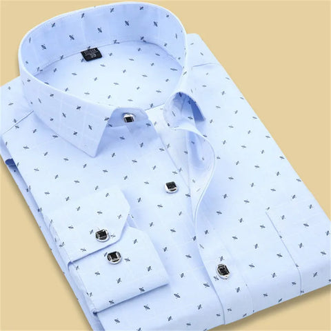 2017 Spring Arrival Men Floral Shirts Fashion Long Sleeve Individuality Business Casual Korean Man Dot Printed Dress Shirts - Fashionner