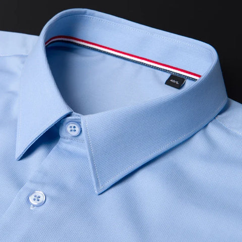 2023 Bamboo Fiber Long Sleeve Men Regular Fit  Microfiber Material Non-iron Professional Casual Dress Shirts Pure Colors - Fashionner