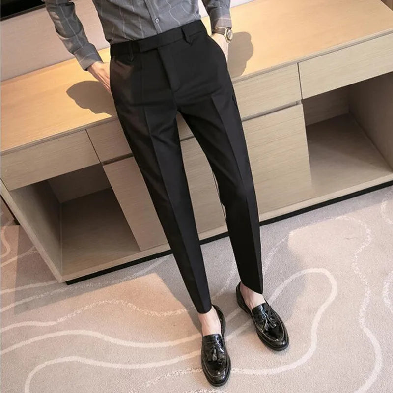 2023 Men Suit Pants High Quality Men Solid Color Slim Fit Dress Pants Slim Fit Office Business Men Trousers Plus Size 28-36 - Fashionner