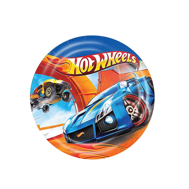 Party Hot Wheels Birthday Party Decoration Disposable Tableware Balloon Paper Cups Plates Tablecloth for Kids Boy Baby Shower Supplies - Fashionner