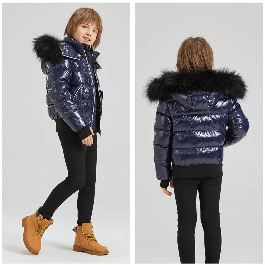 kids AP winter children coat for boys girls fashion white piping kids jackets waterproof shelling fabric + filling  white duck down - Fashionner