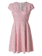 Floral Print Short Sleeve Wrap Dress Women V Neck Mini Summer Dress - Fashionner