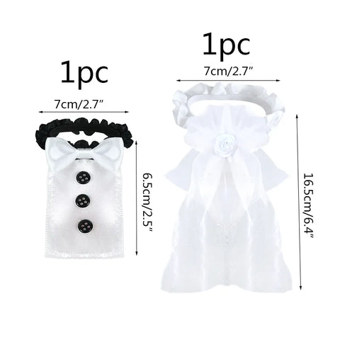 2Pcs Marriage Bride And Groom Wine Cups Wraps Champagne Glass Bottles Cover Wedding Table Decoration Bachelorette Party Decor - Fashionner