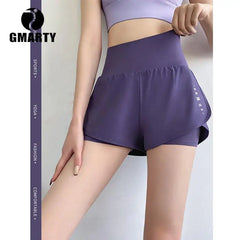 High Rise Moisture Wicking Fabric Sports Shorts Women's Activewear Double Layer Running Shorts Yoga Pants Summer Gym Fitness - Fashionner