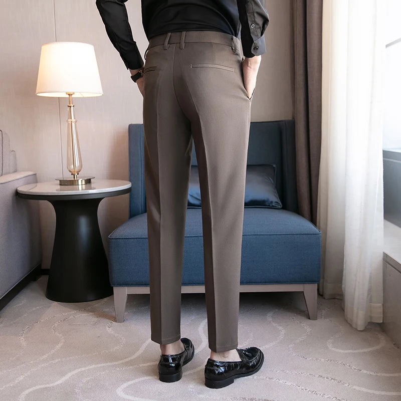 2023 Men Suit Pants High Quality Men Solid Color Slim Fit Dress Pants Slim Fit Office Business Men Trousers Plus Size 28-36 - Fashionner