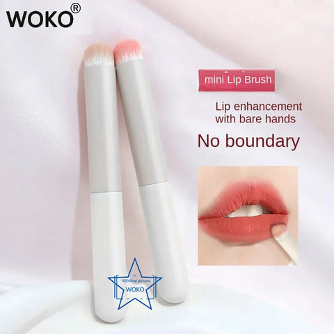 Portable Round Head Mini Lip Brush Carry Lid Lipstick Brush Concealer Brush Soft synthetic Girl Lip Gloss Smudge Makeup Brush - Fashionner