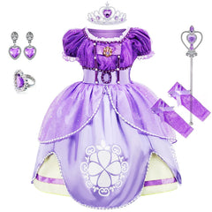 Girls Years Girls Sofia Dress Children Halloween Birthday Party Princess Costume Summer Sophia Puff Sleeve Ball Gown - Fashionner