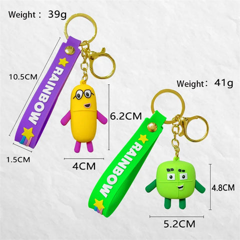 Gifts Game Numberblocks Pendant Keychain Cartoon Rainbow 3D Car Key Chain Key Ring Keyring Bag Ornament Jewelry Kids Educational Gift - Fashionner