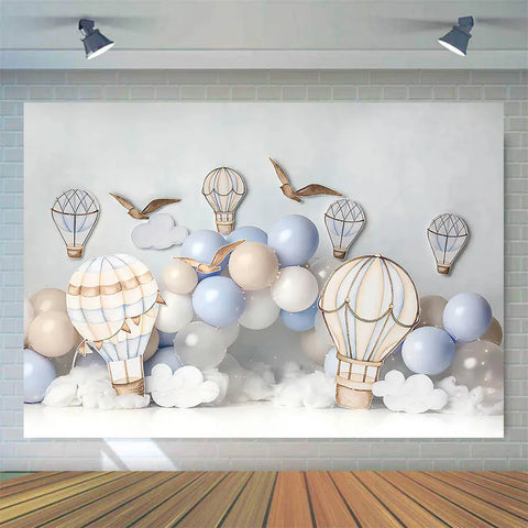 Photoshoot Mocsicka Hot Air Balloon Kids Birthday Backdrop Boy First Cake Smash Party Photography Backgrounds Photo Studio Photoshoot Props - Fashionner