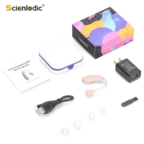 Mini Rechargeable Hearing Aid Digital BTE Hearing Aids Adjustable Tone Sound Amplifier Portable Deaf Elderly digital Hearing Aid - Fashionner