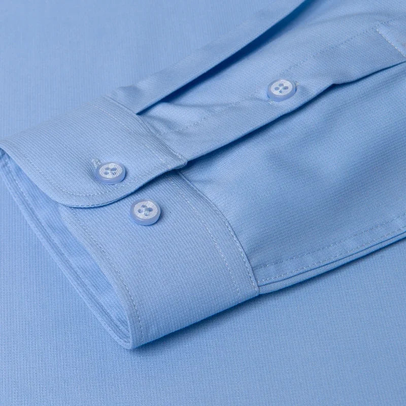 2023 Bamboo Fiber Long Sleeve Men Regular Fit  Microfiber Material Non-iron Professional Casual Dress Shirts Pure Colors