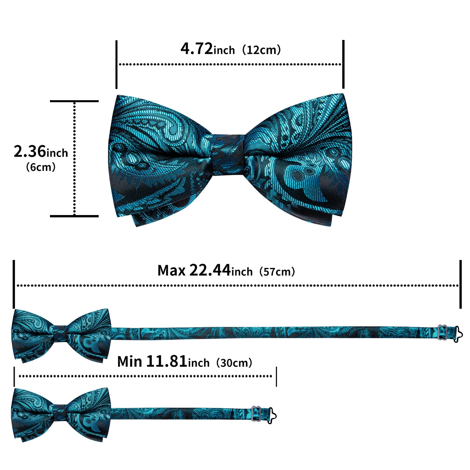 pre-wedding Luxury Blue Black Pre-tied Bow Tie and Handkerchief Cufflinks Sets for Man Wedding Business Fashion Men's Bowtie Paisley Knots - Fashionner