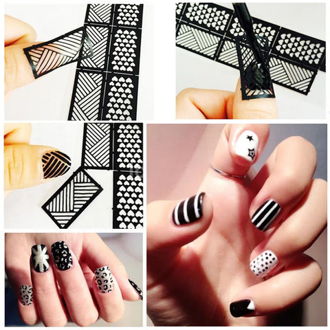 Hollow Printing Nail Art Stamping Template Mold Stencil Sticker Letter Flower Decals DIY Decoration Nail Design Stickers Stencil - Fashionner