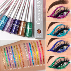1PC Liquid Shiny Eye Liners Pigment Silver Green Gold Glitter Professional Waterproof Eyeliners Beauty Cosmetics Women Makeup - Fashionner