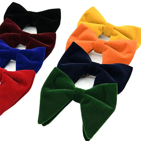 pre-wedding Mens Pre-tied Velvet Bowtie Wedding Party Tuxedo Adjustable Necktie Big Bow Tie Formal 10 Colors - Fashionner