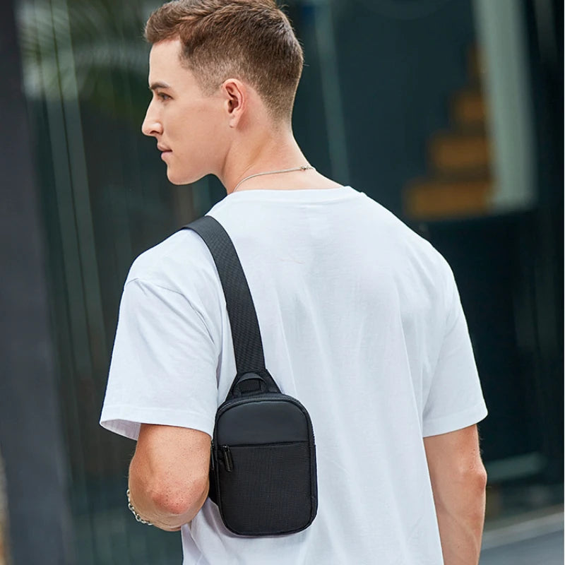Japanese Men's Chest Bag Fashion Small Canvas Shoulder Crossbody Bags for Man Mini Cloth Sling Sport Cross Phone Male Handbag - Fashionner