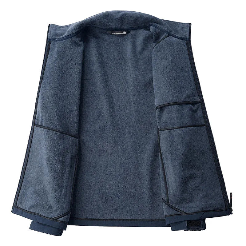 Mens Autumn Winter Tactical Soft Shell Jackets Outdoor Fleece Lined Full Zip Multi-pocket Windproof Warm Hiking Ski Safari Coats - Fashionner