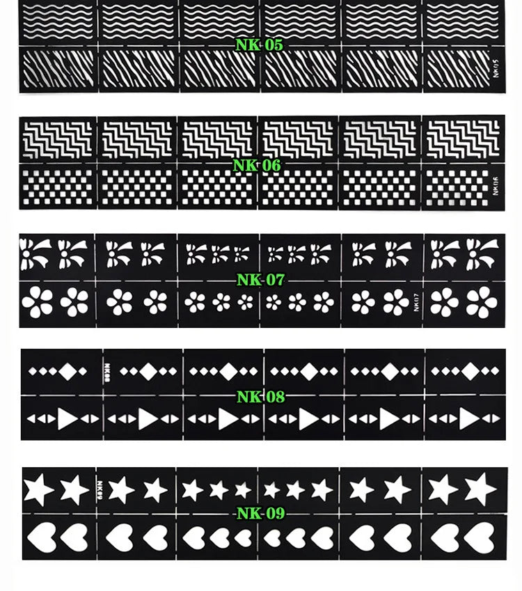 Hollow Printing Nail Art Stamping Template Mold Stencil Sticker Letter Flower Decals DIY Decoration Nail Design Stickers Stencil - Fashionner