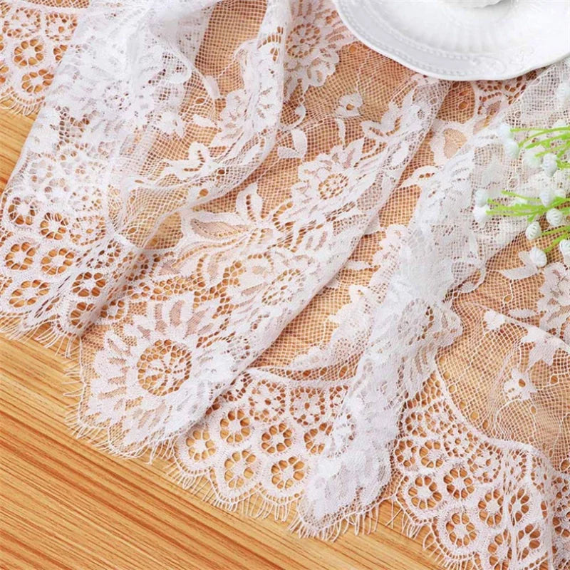 White Lace Table Runner New European and American High-end Lace Table Cloth Wedding Home Table Cloth Runners Wedding Decoration - Fashionner