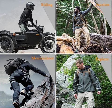 Men's Jacket Soft Shell Shark Skin Fleece Waterproof Windbreaker Tactical Outerwear Coat for Hiking Camping Hunting Thermal Male - Fashionner
