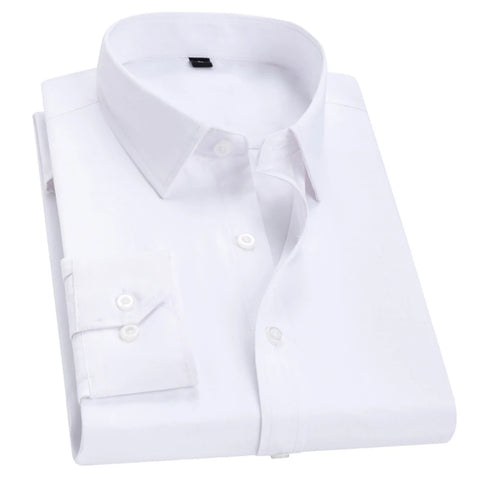 Men Long Sleeve Shirts Office Business Formal Dress Shirt Man Casual Blouse Solid Slim Fit Tops Fashion Male Clothing - Fashionner