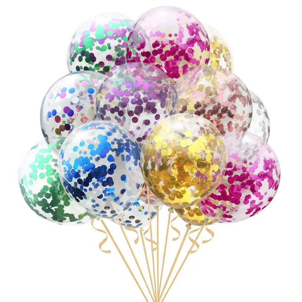 Party 10/20 Rose Confetti Latex Transparent Balloons Metallic Confetti Ballon Baby Shower Kids Birthday Party Wedding Decoration Ball - Fashionner