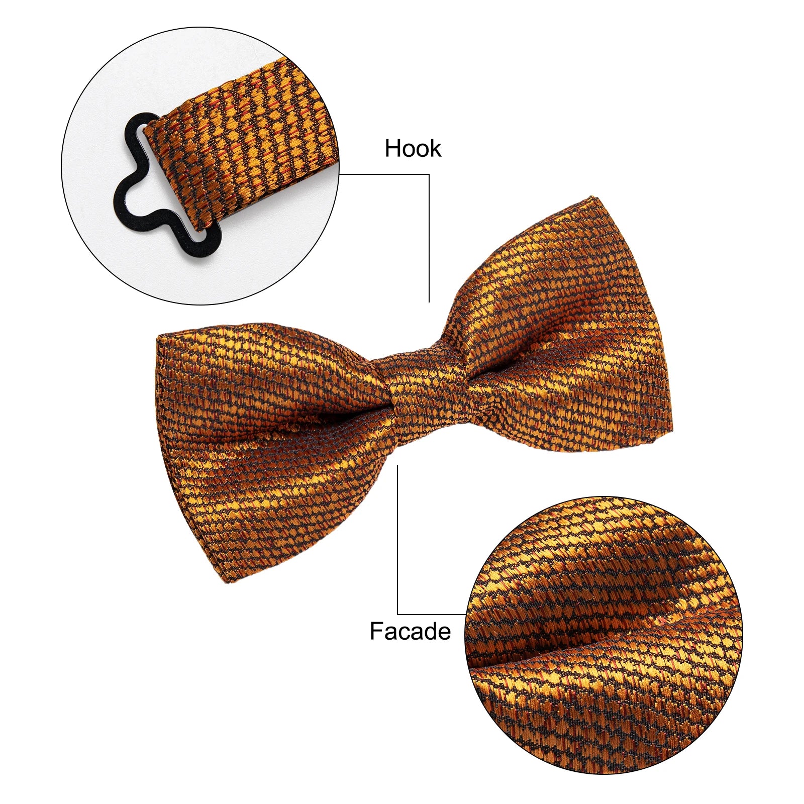 pre-wedding Yourties Luxury Gold Solid Men Necktie Pre-tied Bowtie Set Paisley Striped Tie for Man Accessories Wedding Groom Suit Decor Gift - Fashionner