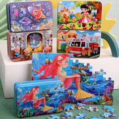 kids 60pcs 3D Wooden Jigsaw Puzzles with Cartoon Snow White/Cinderella/Princess/Helicopter/Hot Air Balloon Picture Puzzles for Kids