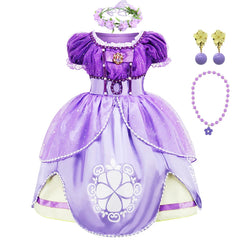Girls Years Girls Sofia Dress Children Halloween Birthday Party Princess Costume Summer Sophia Puff Sleeve Ball Gown - Fashionner