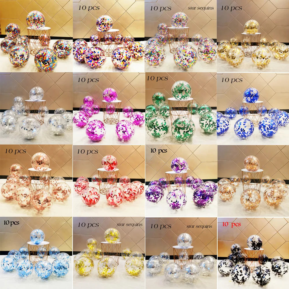 Party 10/20 Rose Confetti Latex Transparent Balloons Metallic Confetti Ballon Baby Shower Kids Birthday Party Wedding Decoration Ball - Fashionner