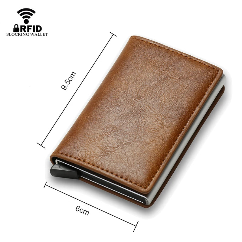 DIENQI Carbon Fiber RFID Blocking Men's Credit Card Holder Leather Bank Card Wallet Case Cardholder Protection Purse For Women - Fashionner