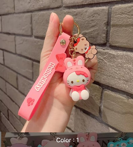 Porte-clés Mignon Kawaii Dessin animé Anime Sanrio Pendentifs Porte-clés Kawaii pour Voiture Sac à dos Accessoires Bijoux