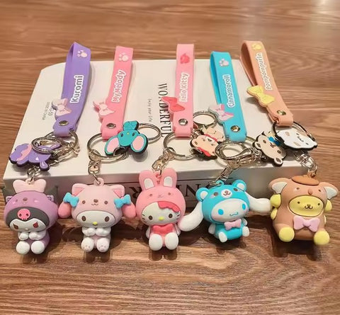 Porte-clés Mignon Kawaii Dessin animé Anime Sanrio Pendentifs Porte-clés Kawaii pour Voiture Sac à dos Accessoires Bijoux