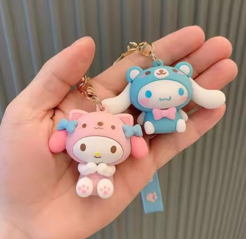 Porte-clés Mignon Kawaii Dessin animé Anime Sanrio Pendentifs Porte-clés Kawaii pour Voiture Sac à dos Accessoires Bijoux