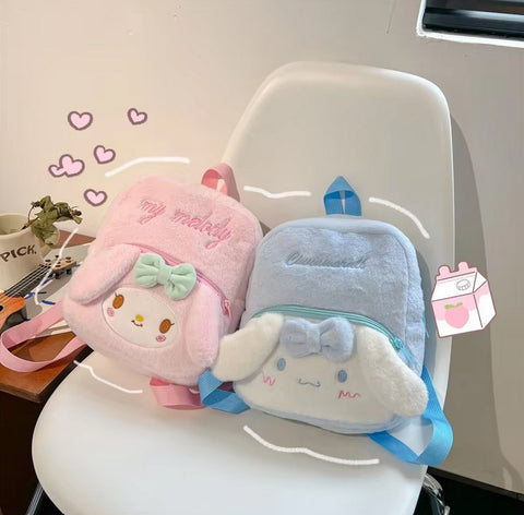Sac à dos en peluche Sanrios de haute qualité 2025, mignon dessin animé Melody Cinnamon, jouet en peluche pour fille