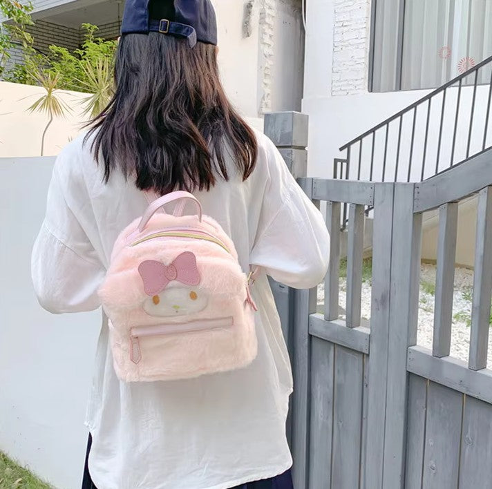 2025 High Quality Sanrios Plush Backpack Cartoon Cute Melody Cinnamon Plush Backpack Toy Girl's Gift