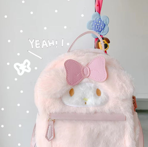 Sac à dos en peluche Sanrios de haute qualité 2025, mignon dessin animé Melody Cinnamon, jouet en peluche pour fille